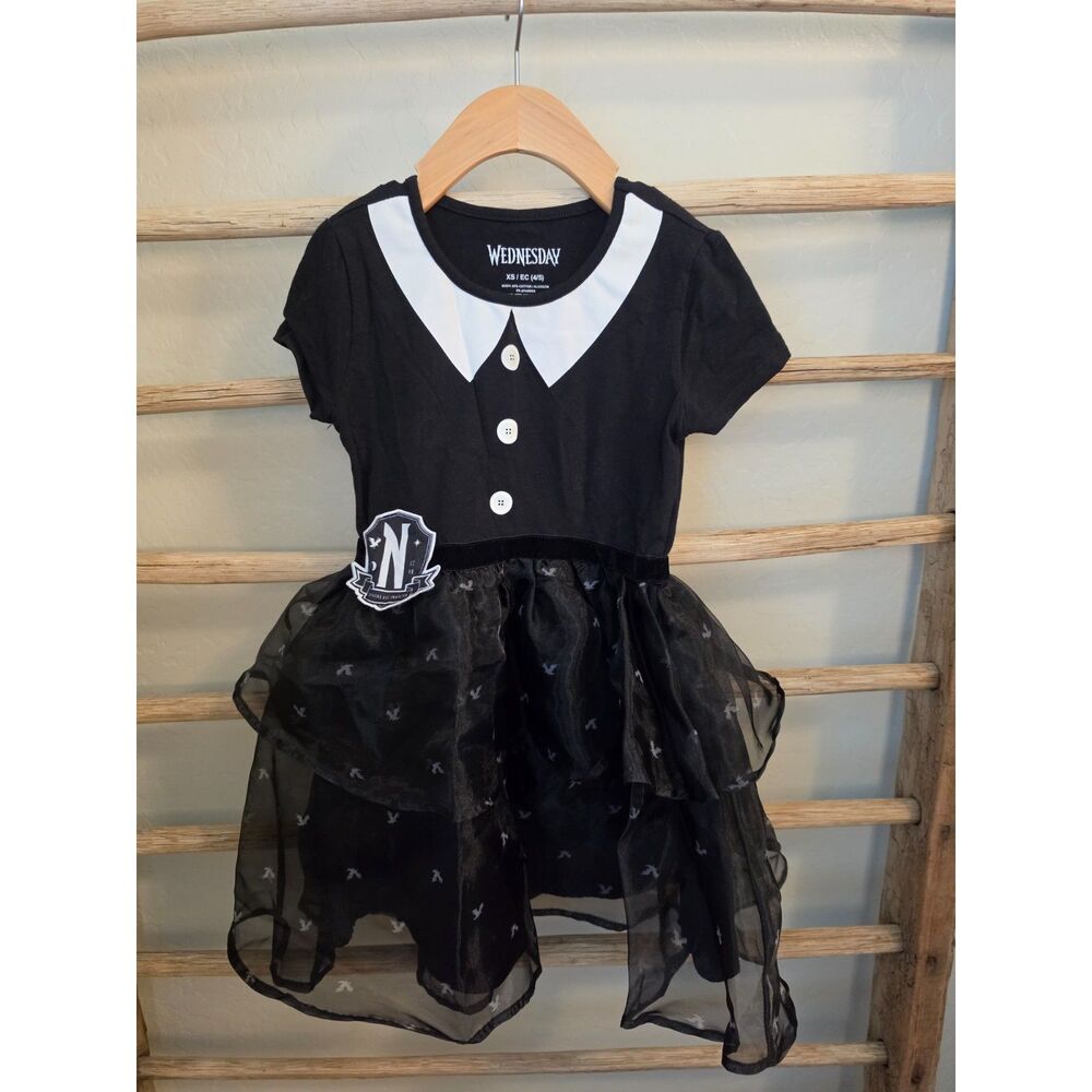 Wednesday Nevermore Academy Girls Dress XS 4/5 Halloween Costume Addams
